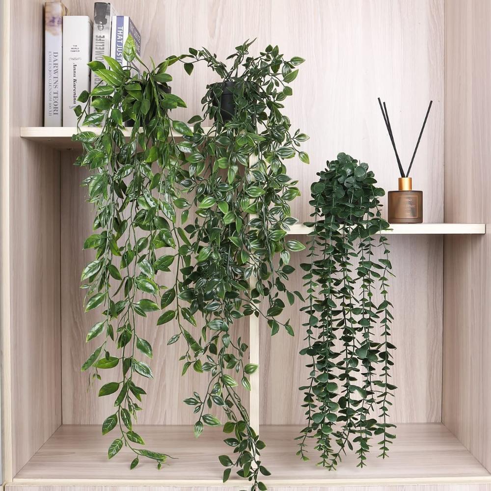 Fiddle Leaf Fig - 냄비와 인공 매달려 식물 가짜 식물