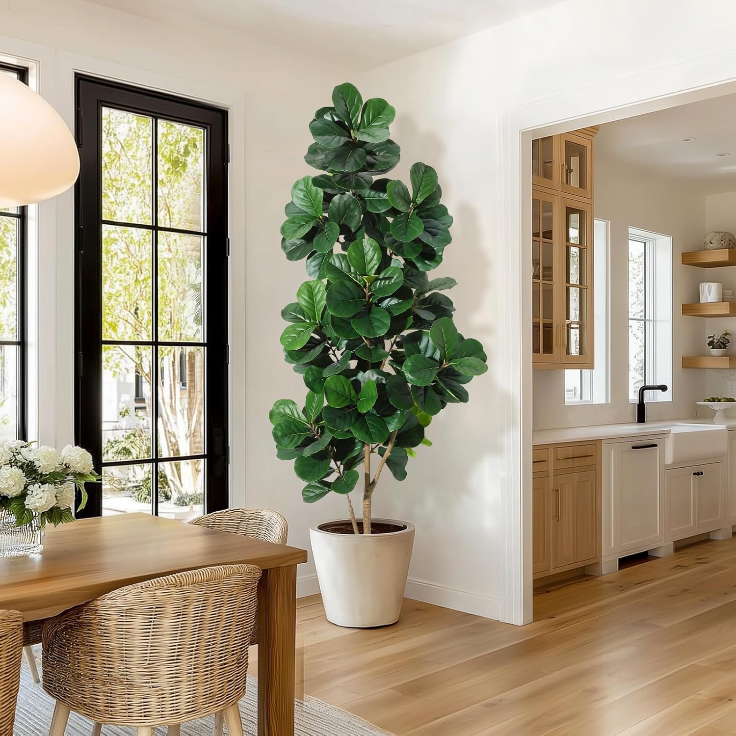 Fiddle Leaf Fig - 4피트/5피트/6피트/7피트 바이올린 잎 무화과 나무 인공