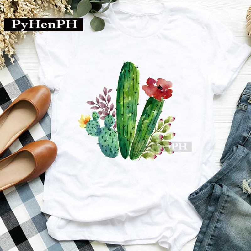 패션 여성용 개성있는 선인장 프린트 반팔 티셔츠 부모- - Plant Parent Shirt 리뷰 및 가격