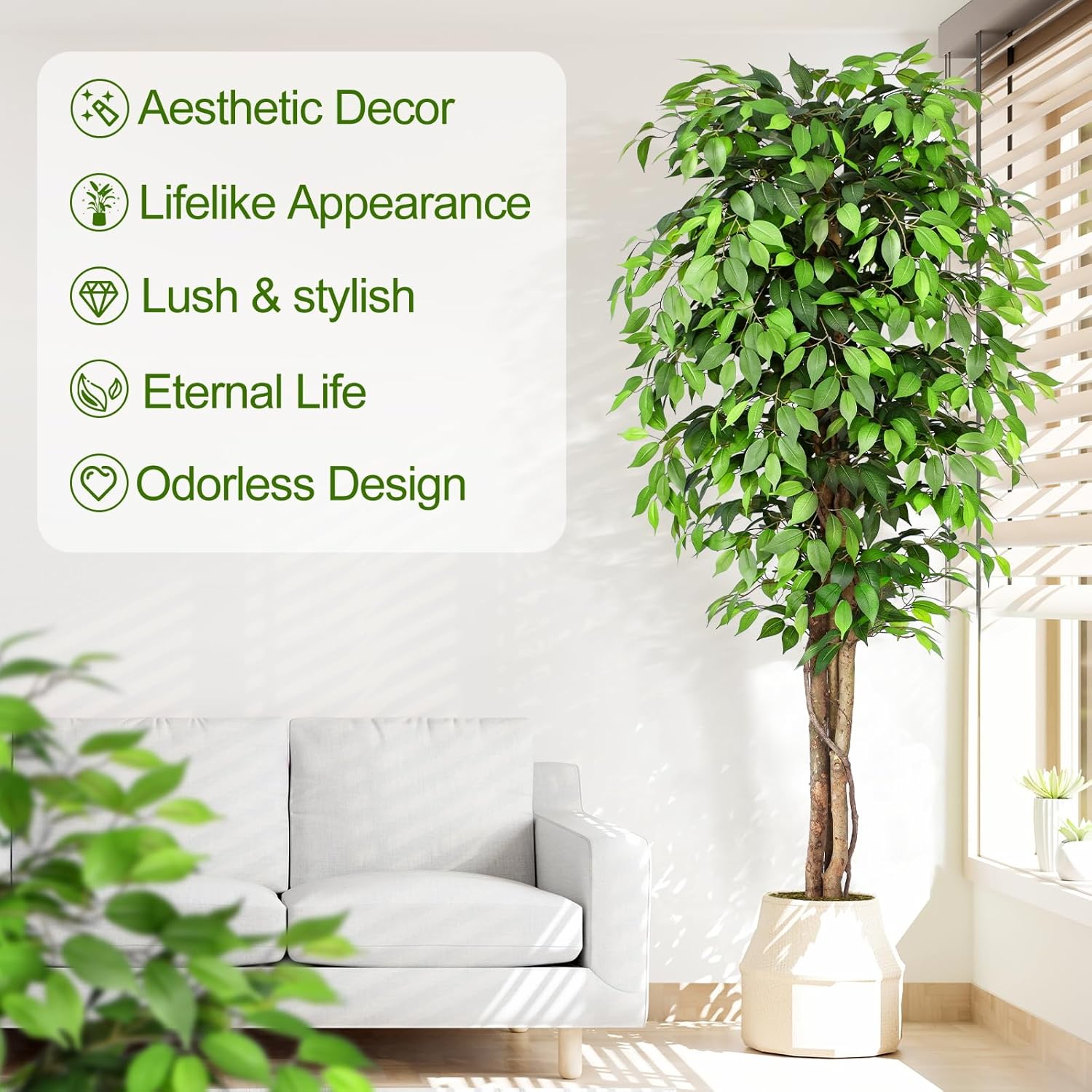 실제와 같은 인조 고무나무, 자연스러운 줄기와 풍성한  - Fiddle Leaf Fig 리뷰 및 가격