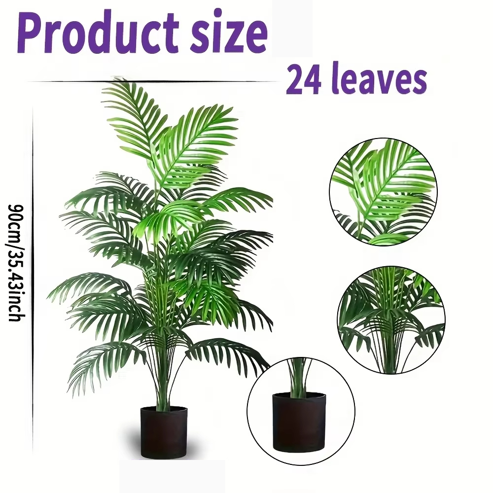 24잎 아레카야자 인조 식물 나무 화분 플라스틱 녹색  - Fiddle Leaf Fig 리뷰 및 가격